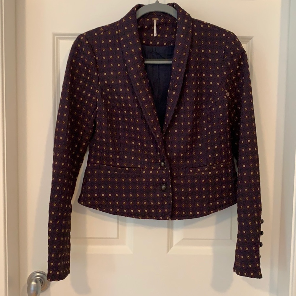 Free people brocade cropped blazer